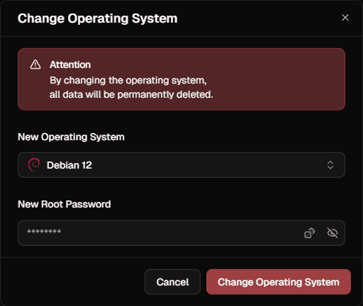 Dialog Reset operating system